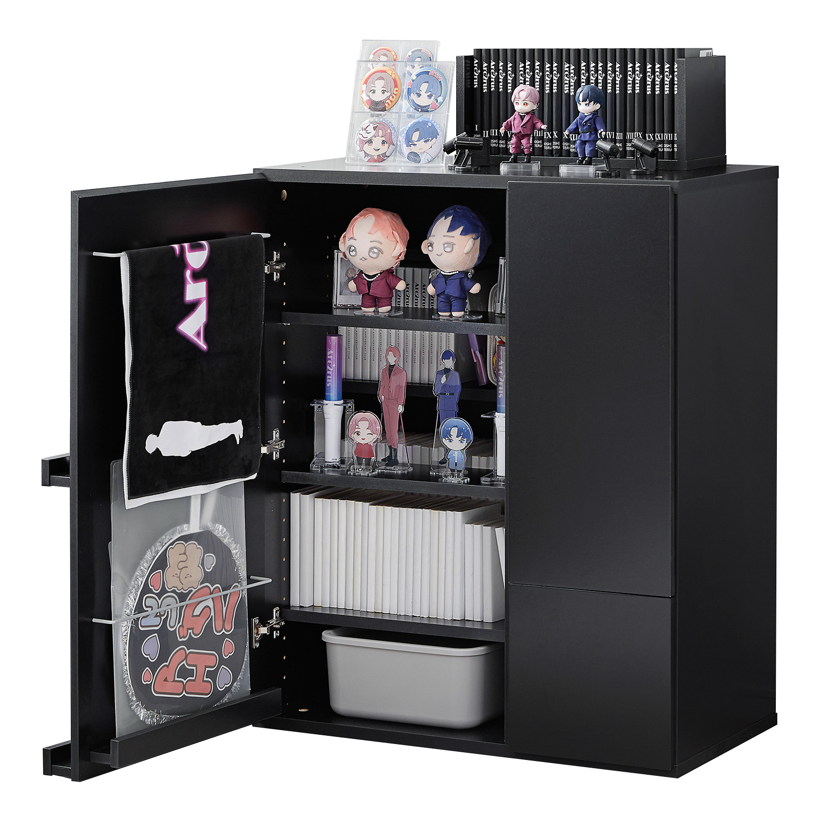 LOWYA（ロウヤ） 推し活収納 本棚 大容量 おしゃれ 扉付き スリム 省