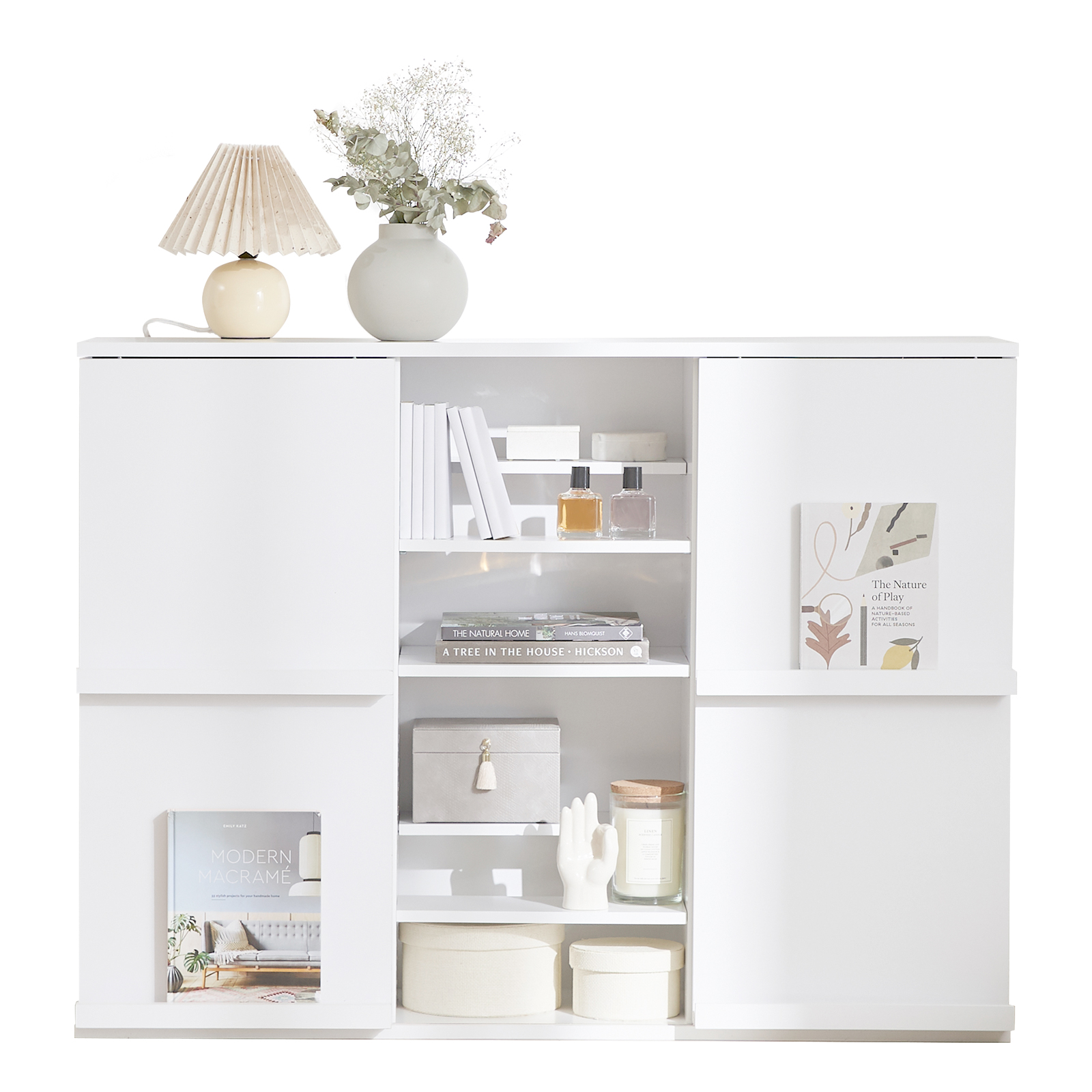 LOWYA（ロウヤ） 本棚 ワイド コミック収納 大容量 扉付き ラック 絵