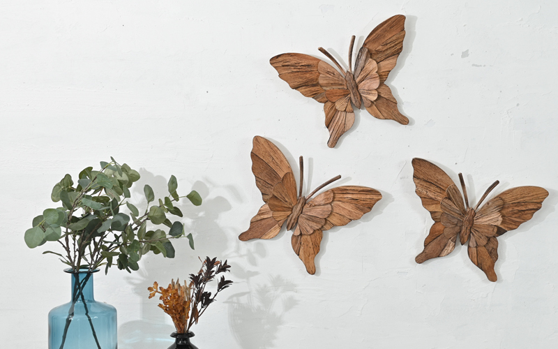 アジアン雑貨 蝶 壁掛け 木製オブジェ Z070727K 爆買 : ランドマーク