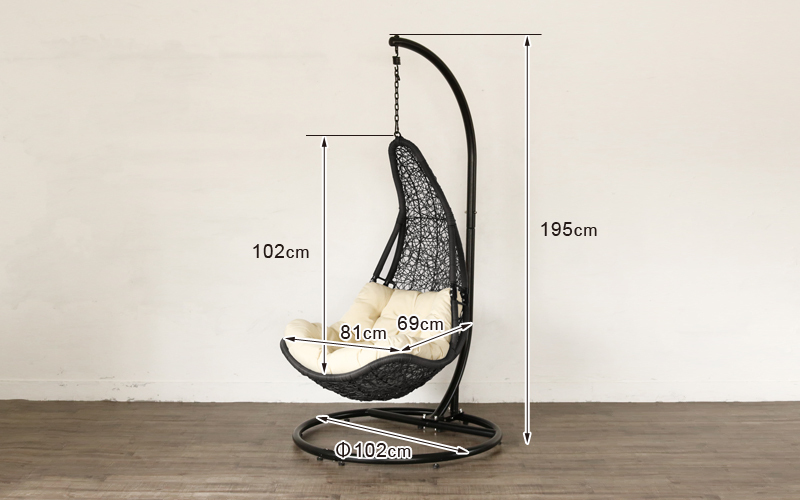 組立無料 ハンギングチェア おしゃれ 室内 ガーデン C501BKWV 爆買