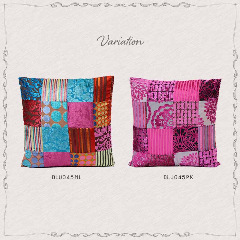 クッション おしゃれ 45×45cm角 正方形 北欧 パッチワーク 水玉