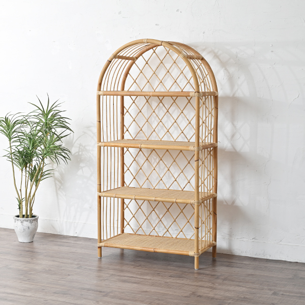 オープンラック 棚 4段 おしゃれ ラタン アジアン 北欧 家具