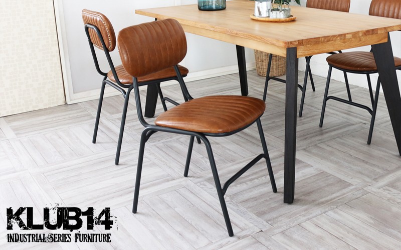 ダイニングチェア アイアン レザー インダストリアル 1脚 KLUB14