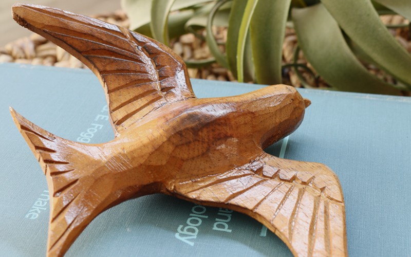 アジアン雑貨 鳥1羽 ナチュラルブラウン 木製オブジェ Z070726G 爆買