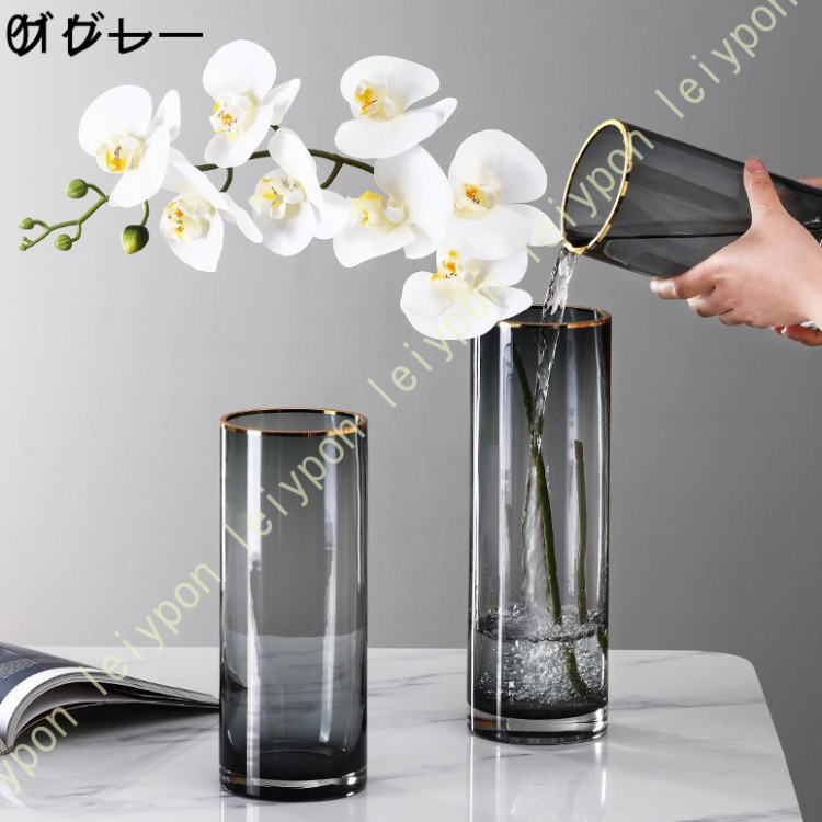 円柱 花瓶 大 フラワーベース ガラス 30cm ガラスの花瓶 花器 ガラス