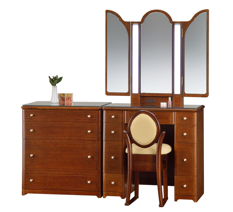 PLUS ONE ドレッサー ライト付き 女優ミラー 三面鏡 可愛い 完成品 3面