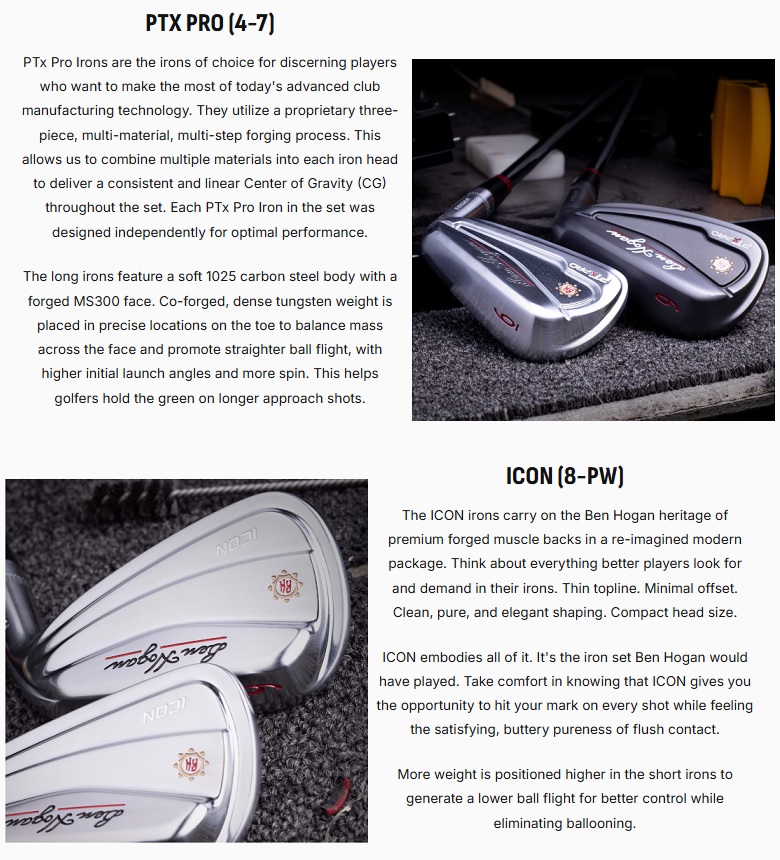 Ben Hogan Golf PTx Pro and Icon Iron Chrome Combo Set ベンホーガン