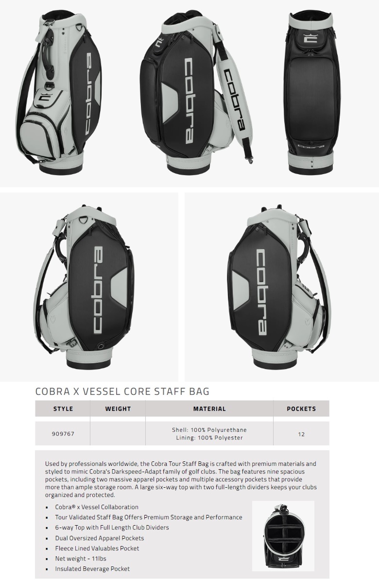 COBRA（コブラ） Cobra Golf Vessel Core Staff Golf Bag コブラゴルフ