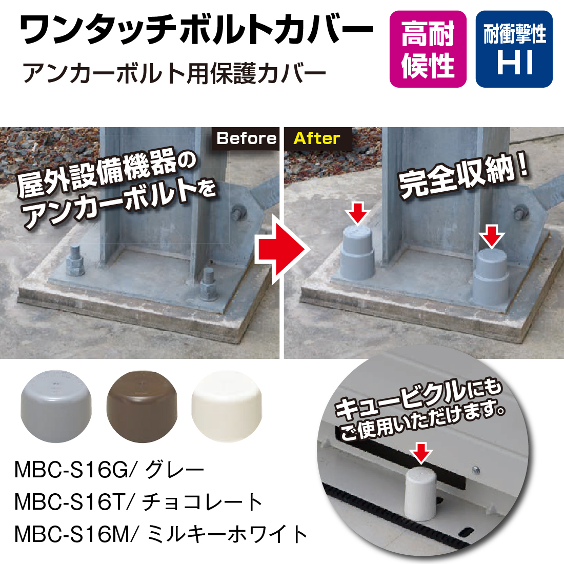 未来工業 (法人限定) MBC-S16 8個入 ワンタッチボルトカバー : 電材と