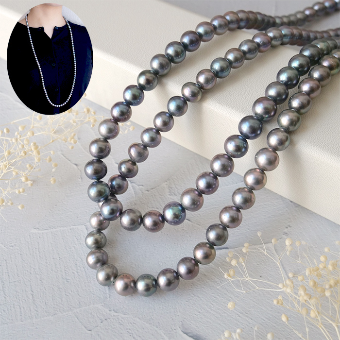 日本製 104. 淡水パール ネックレス 85cm ニアラウンド ピーコック