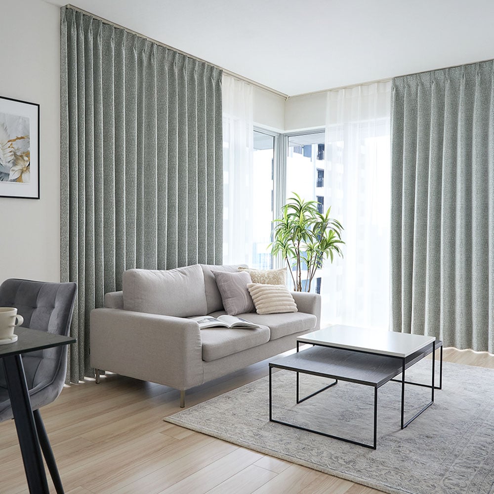 ジャガードカーテン 2級遮光 高級カーテン グリーン グレージュ