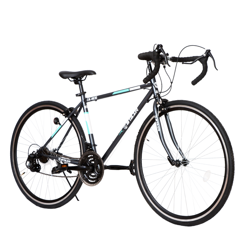 ロードバイク 700c シマノ 軽量スチールフレーム 21段変速機搭載 前輪