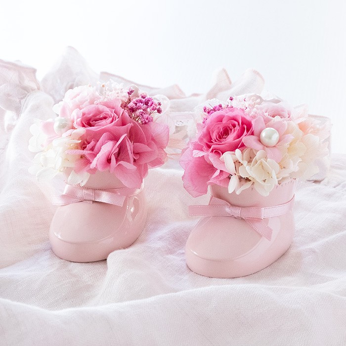 ベビーシューズ プリザーブドフラワー ベビーピンク ブルー ジェンダー