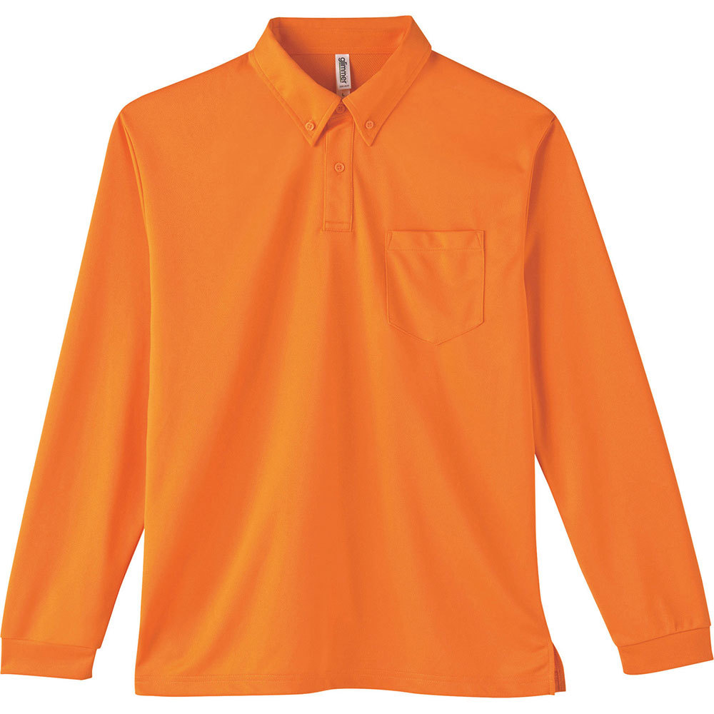 glimmer（グリマー） 長袖ポロシャツ ポケット付き 4.4oz 速乾 無地