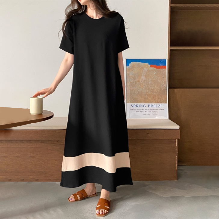 REAL STYLE ワンピース レディース 秋 夏 半袖 きれいめ ロング 涼しい