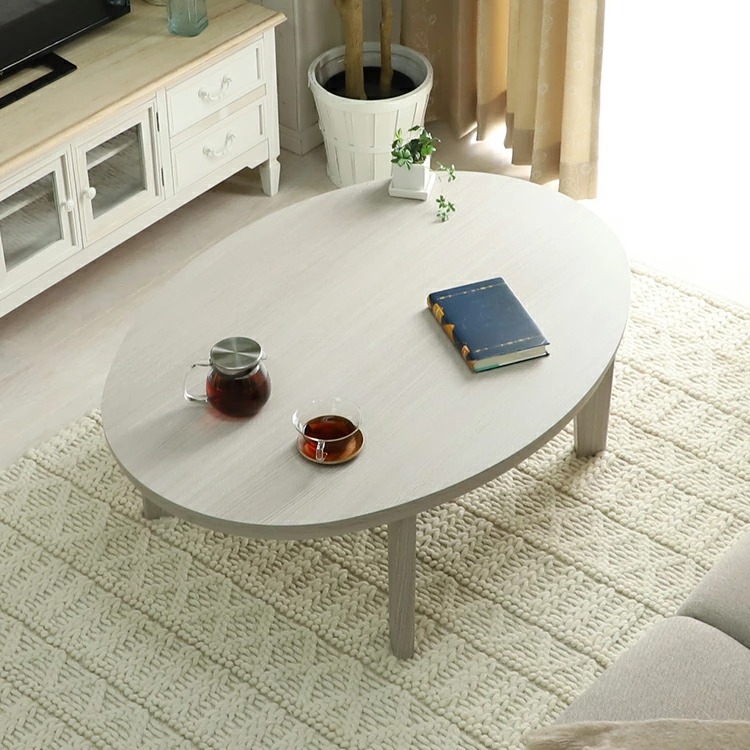 グラムスタイル こたつ おしゃれ 座卓 テーブル 楕円形 ホワイト 白