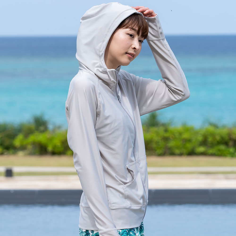 ラッシュガード レディース パーカー 水着用 長袖 体型カバー UV