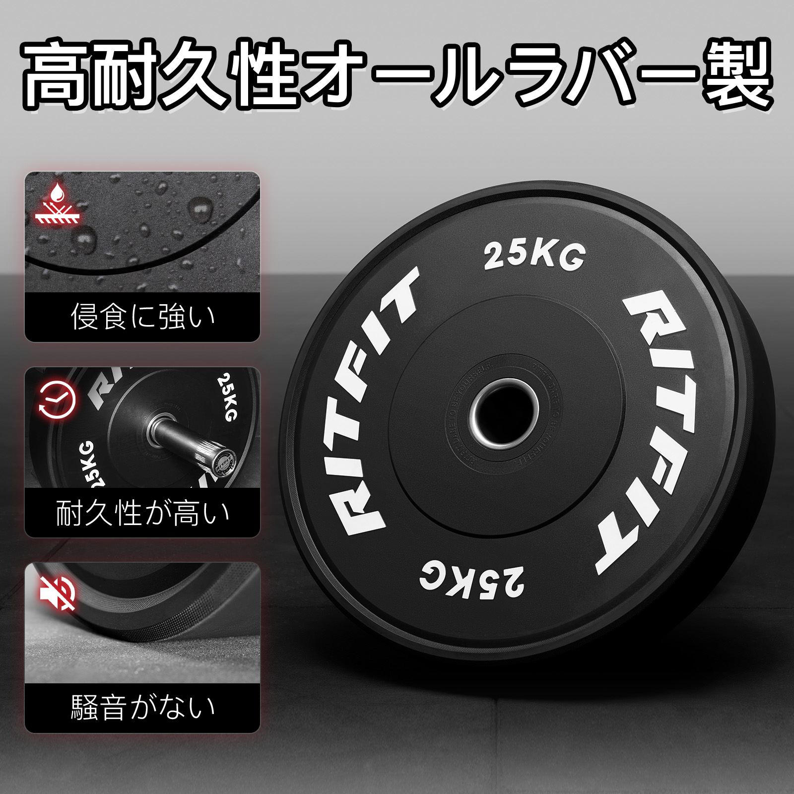 RITFIT バーベルプレート ダンベルプレート ラバープレート