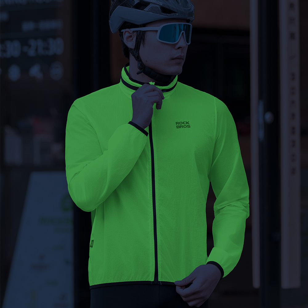 ROCKBROS サイクルジャージ ウインドブレーカー 蓄光 光る 蛍光 メンズ
