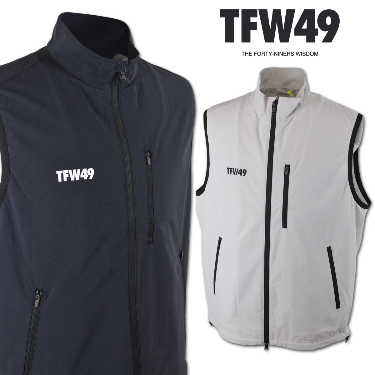TFW49 ベスト ゴルフウェア メンズ 防寒 アウター 秋冬用 黒 グレー
