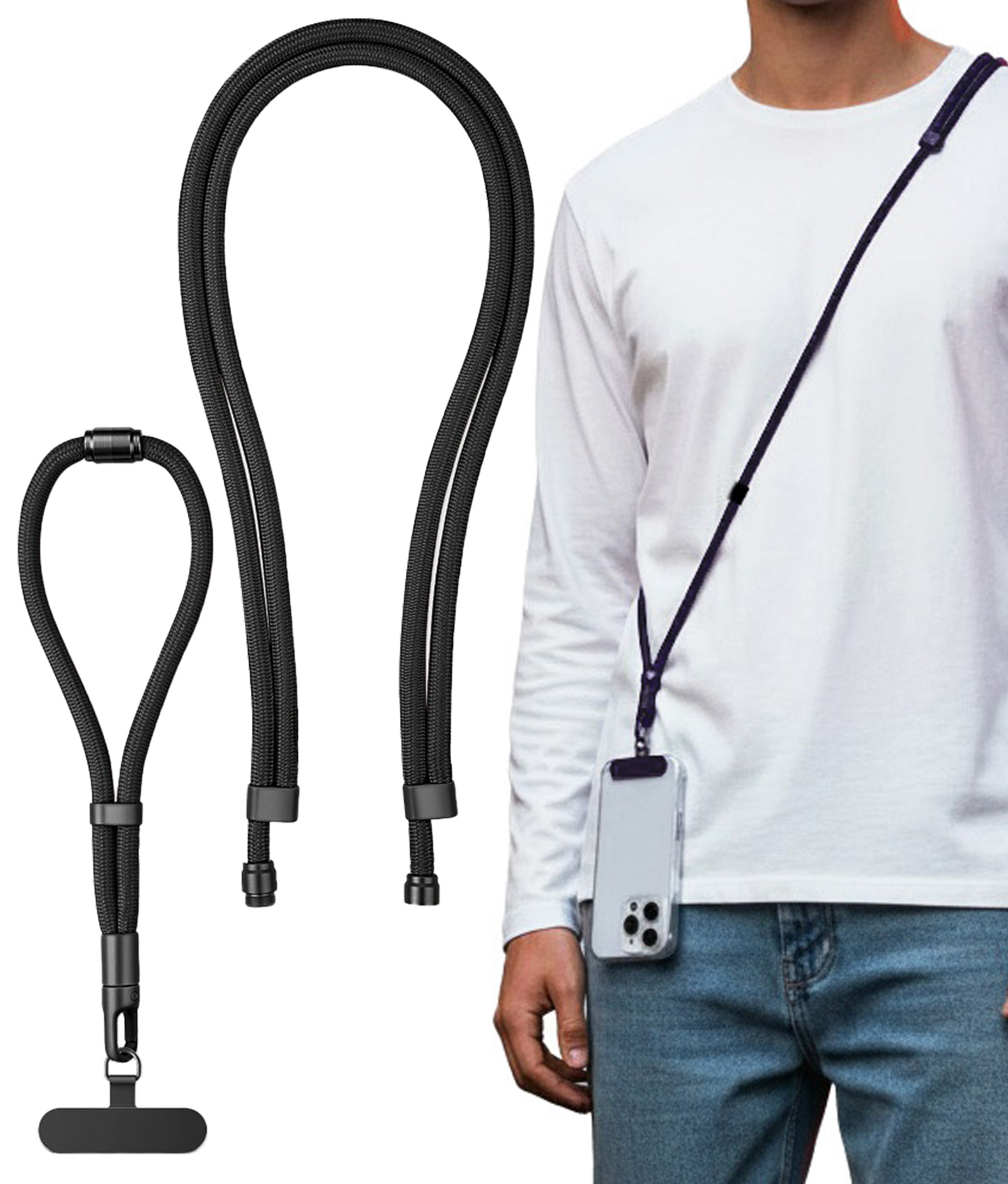 3WAY スマホストラップ 1本3役 手首/首掛け/斜め掛け ショルダー