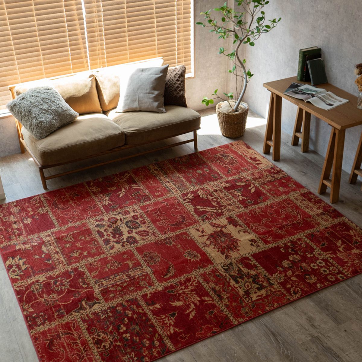 サヤンサヤン ラグ アンティーク 風 トルコ絨毯 おしゃれ 133×195