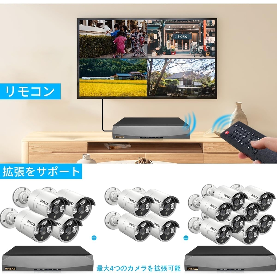 OOSSXX POE NVR ネットワーク ビデオ レコーダー 4K 800万画素 8