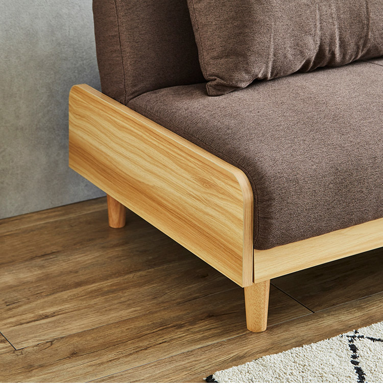 ソファベッド 3段階リクライニング 幅186 ファブリック座面×天然木