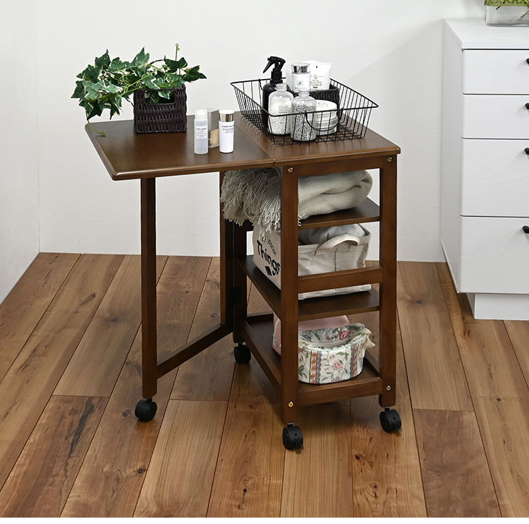 片バタフライワゴン 高さ70cm 高さ調整可能 キャスター付き ナチュラル