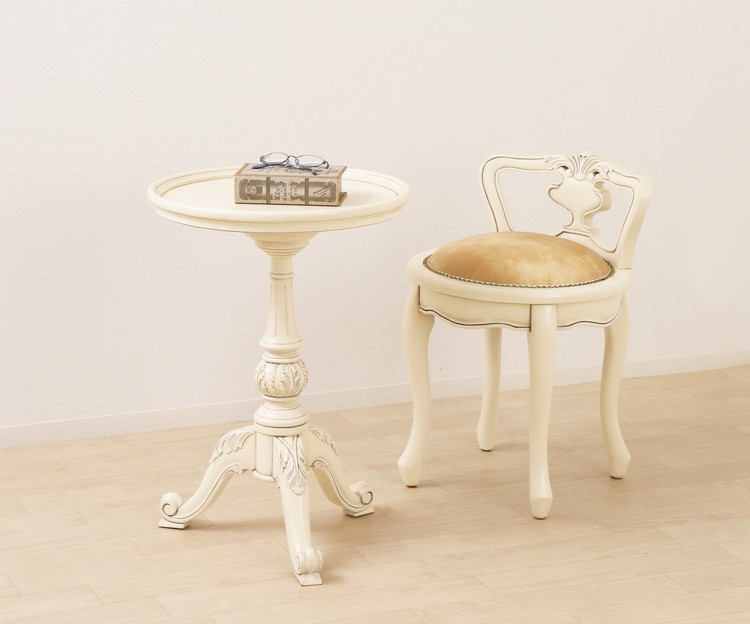 サイドテーブル 直径43.5cm 完成品 マホガニー 天然木 ラッカー塗装