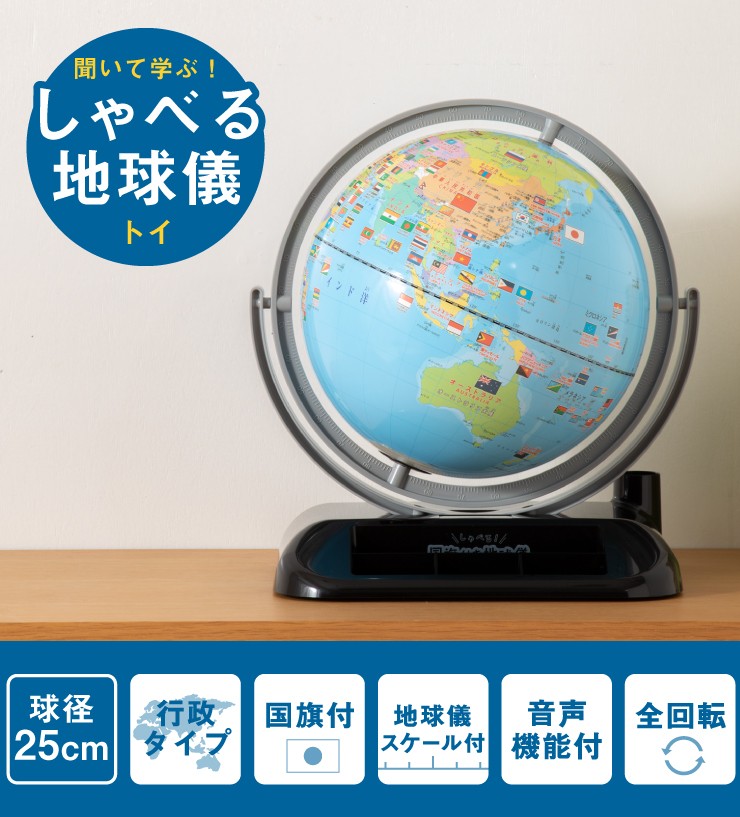 レイメイ藤井 地球儀 しゃべる国旗付地球儀トイ 径25cm 音声機能 全