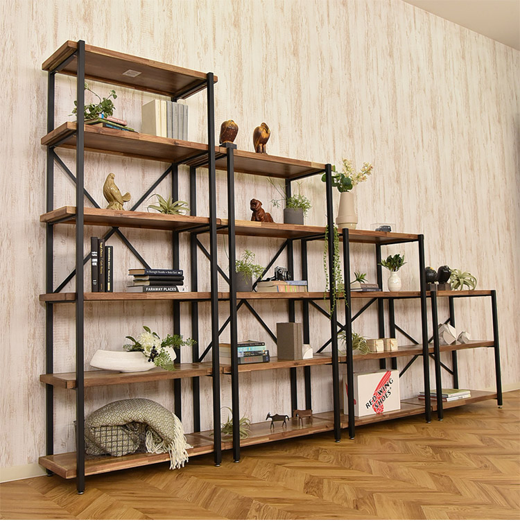 オープンラック 幅78cm 6段 シェルフ FJ-W78-6段 木目調 おしゃれ