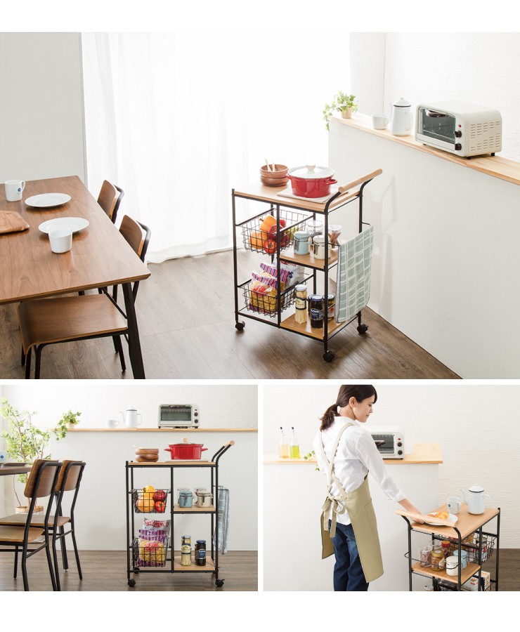 リコメン堂 スチールキッチンワゴン キッチンワゴン キャスター付き