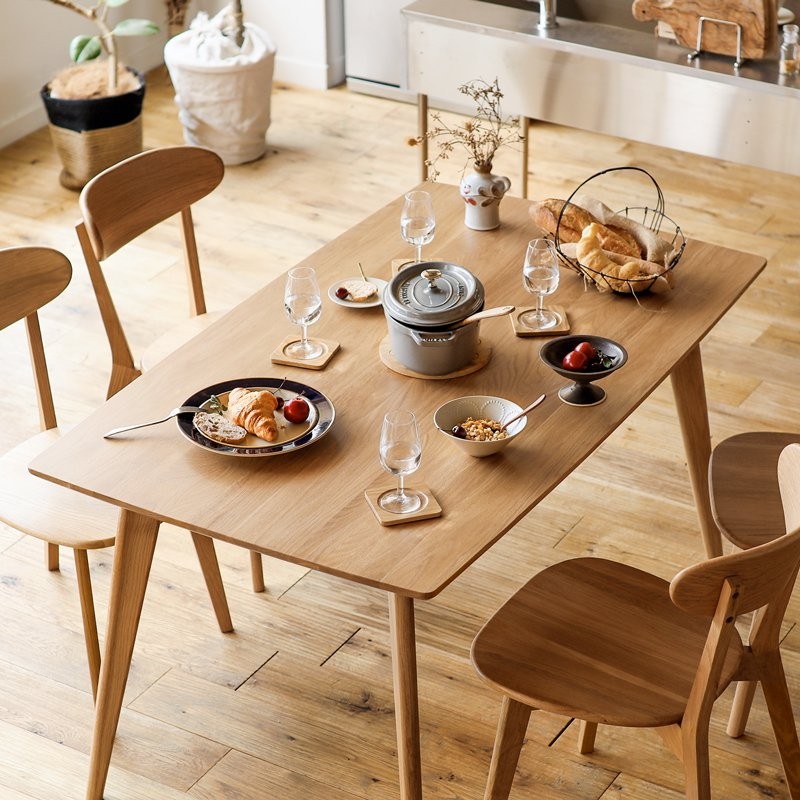 ダイニングテーブル RIVER 長方形 幅135 木製 オーク 無垢 4人 3人