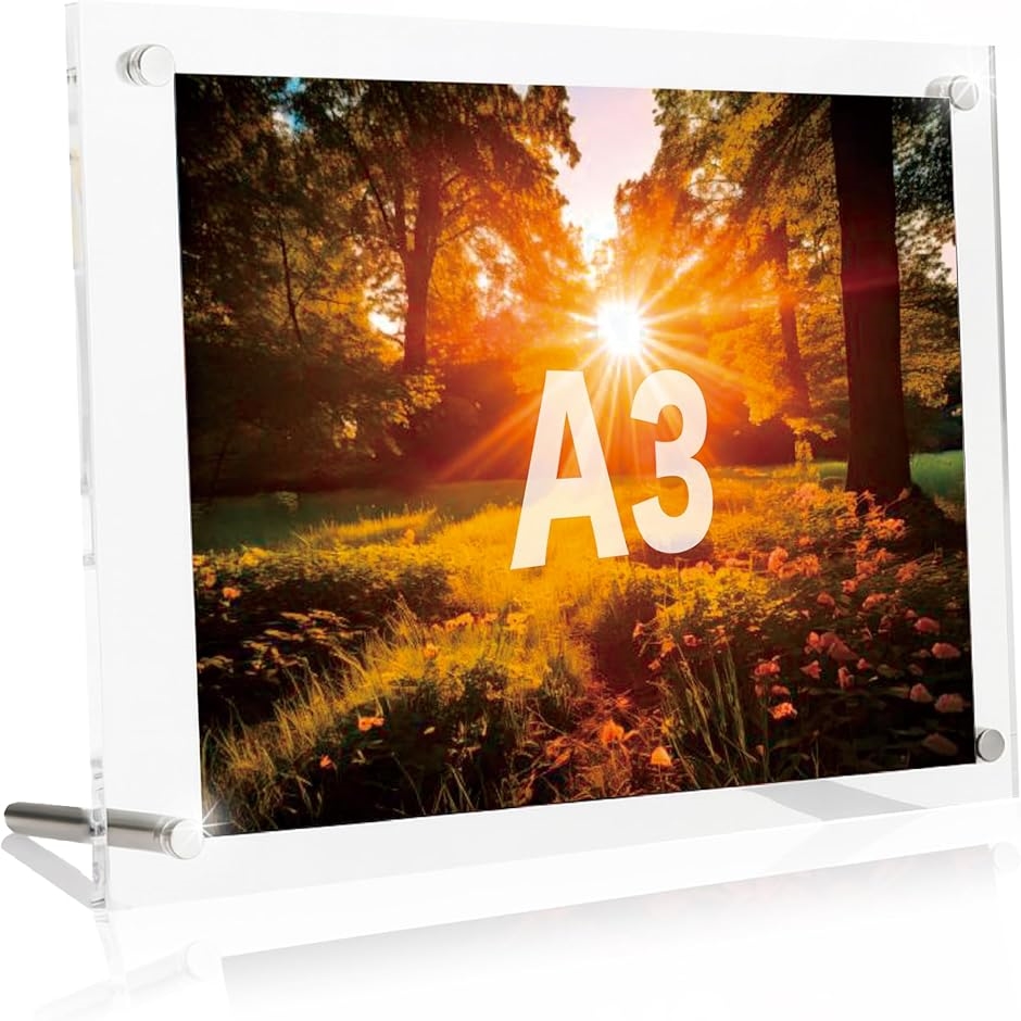 A3 アクリルフォトフレーム 写真立て 額縁 スタンドタイプ 横置き縦