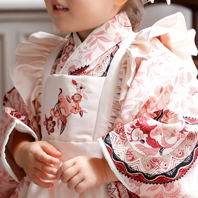 七五三 着物 3歳 レトロ 753 こども 赤 レンタル 女の子 モダン 大正