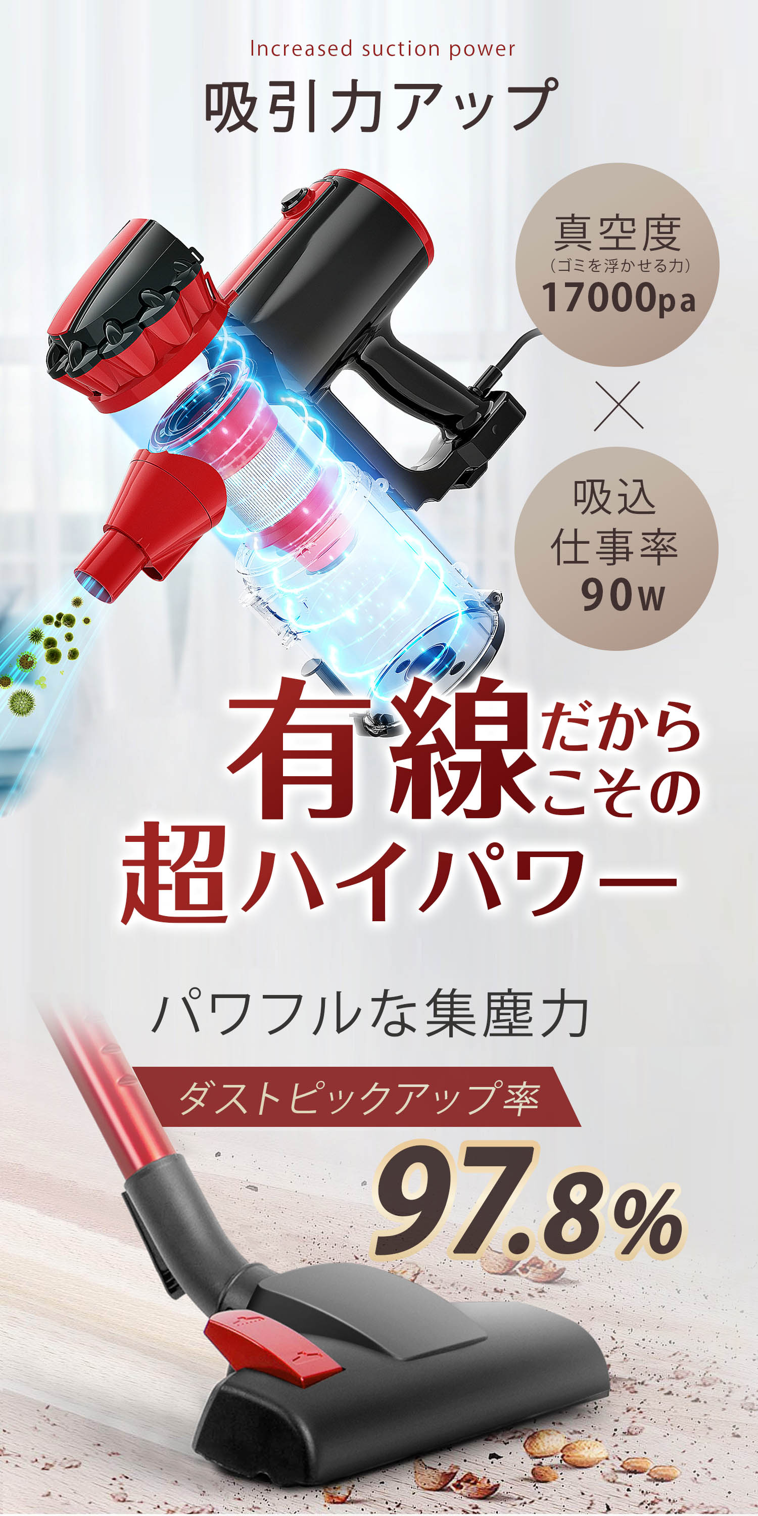 MOOSOO ＼超PayPay祭！／掃除機 サイクロンクリーナー 省エネタイプ