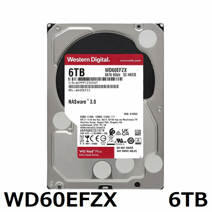 Western Digital WD RED WD60EFZX HDD 6TB ハードドライブ