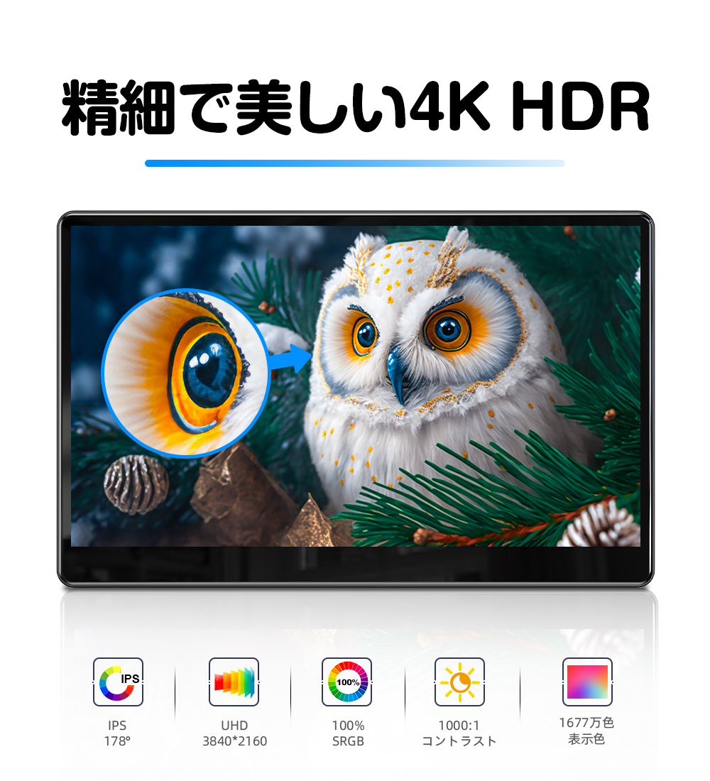 EVICIV モバイルモニター ゲーミングモニター 15.6インチ 4K
