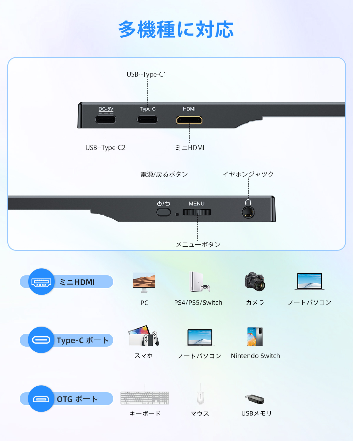 SALE／UPERFECT 2色 モバイルモニター 15.6インチ 1920x1080 大画面