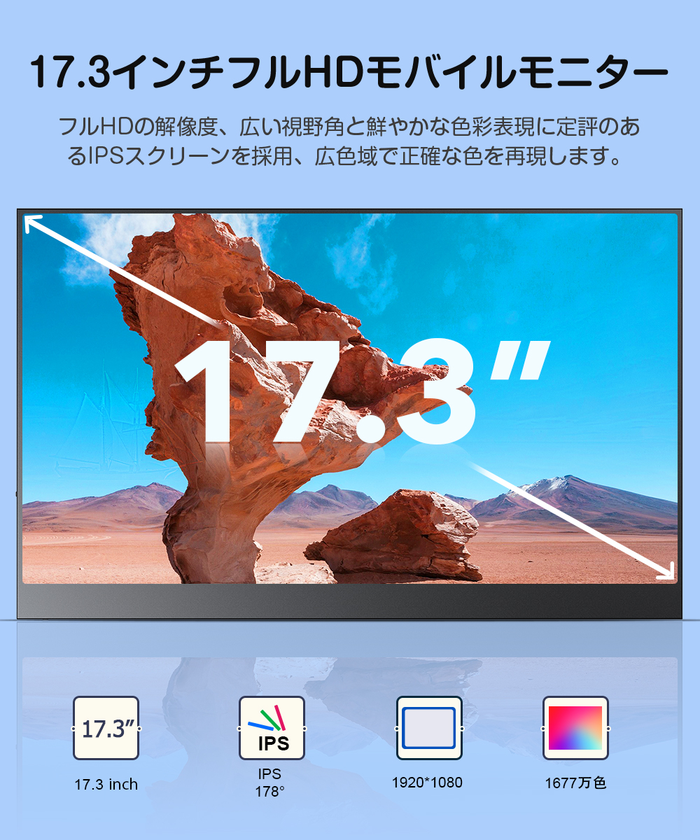 自立式モニター】EVICIV モバイルモニター 17.3インチ 4K 3840x2160
