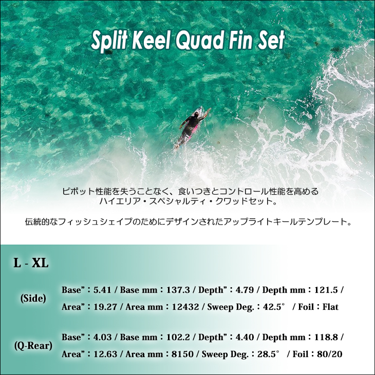 FCS 26 FCS2 フィン SPLIT KEEL QUAD FINS スピリット キール クアッド