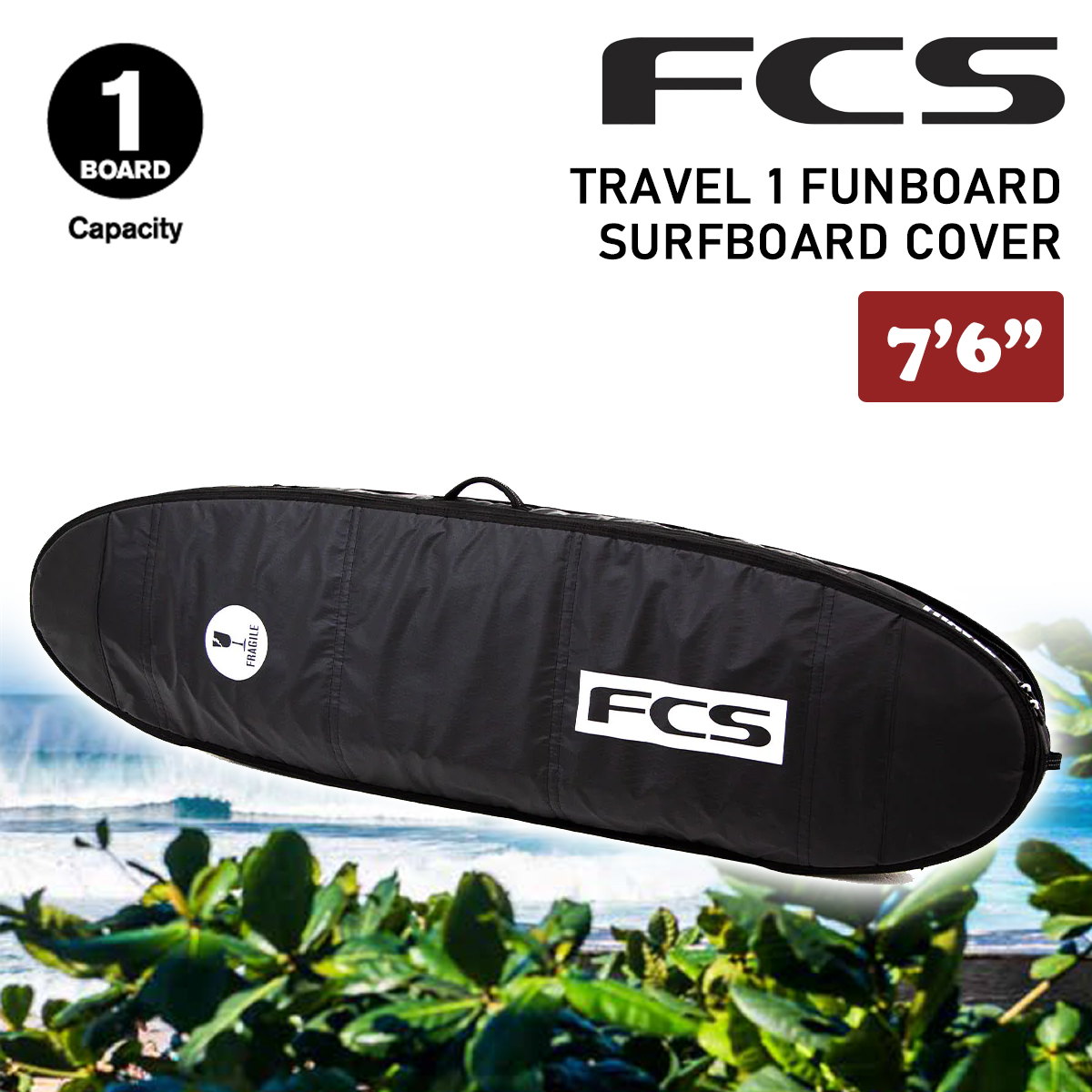 FCS 25 FCS ボードケース ハードケース TRAVEL 1 FUNBOARD COVER 7'6