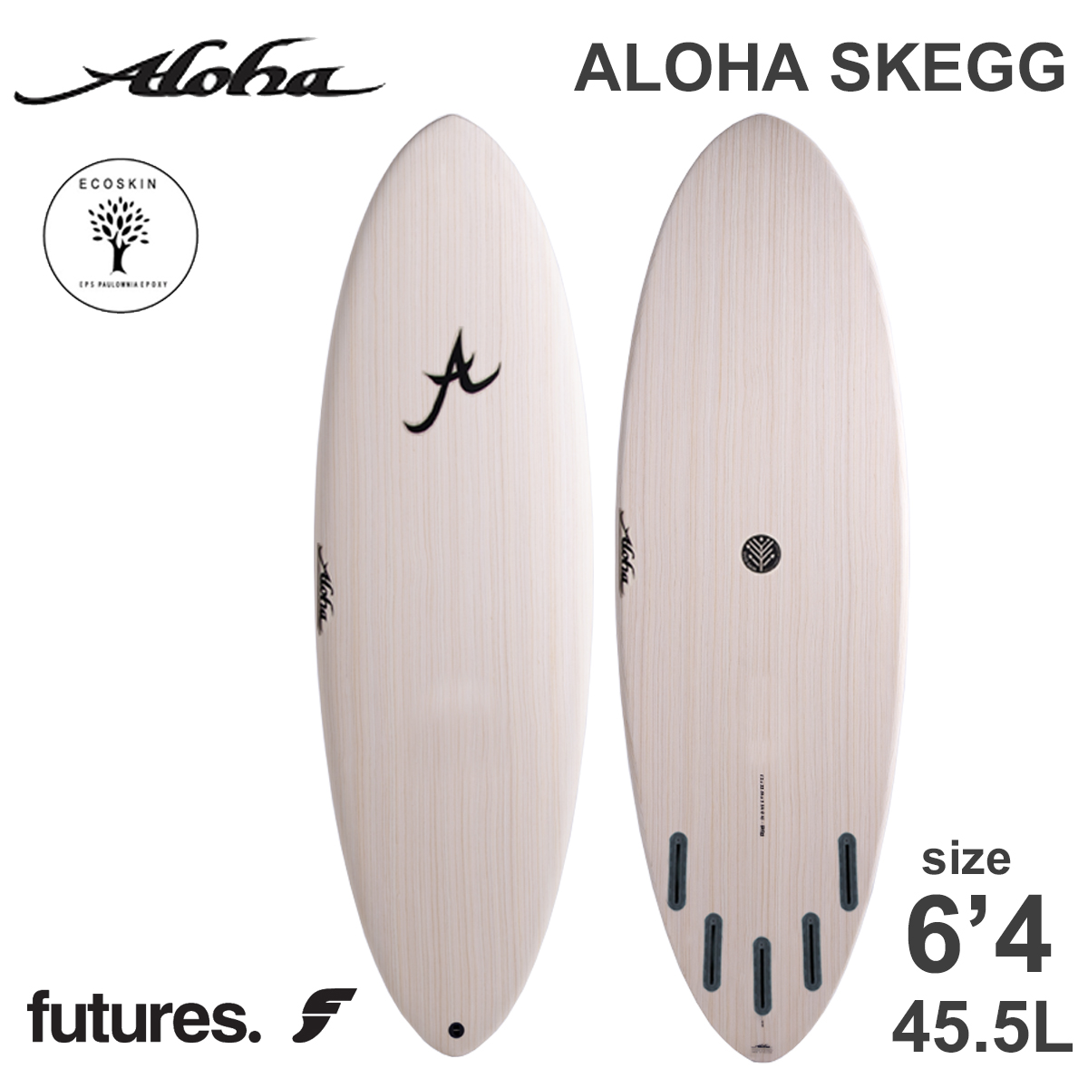 25 ALOHA SURFBOARDS アロハ サーフボード SKEGG 6'4 エコスキン