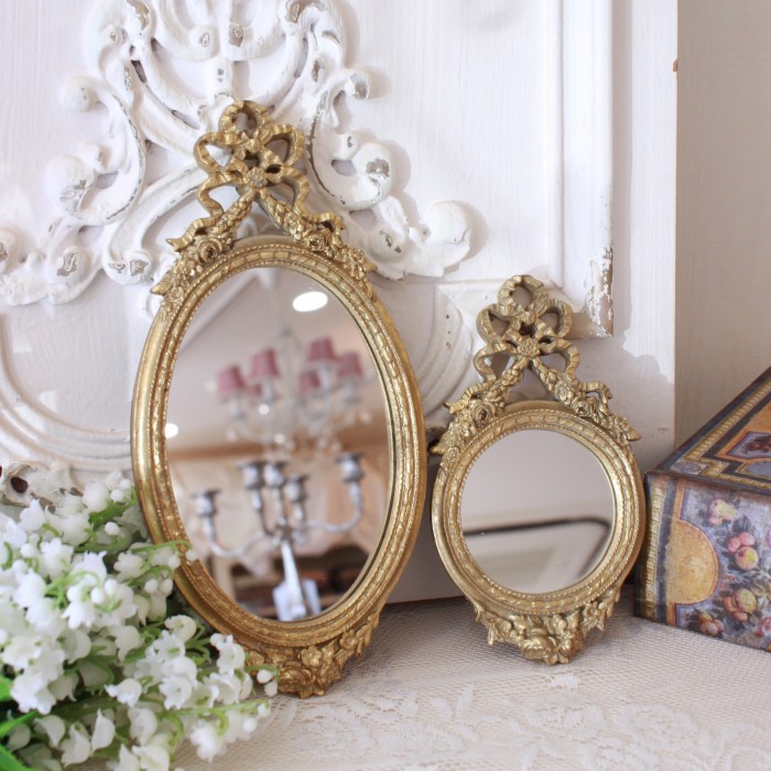 SALE30%OFF) リボン ウォールミラー オーバル ミラー ゴールド 壁掛け