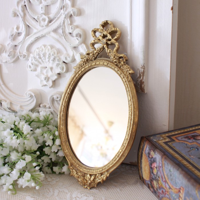 SALE30%OFF) リボン ウォールミラー オーバル ミラー ゴールド 壁掛け