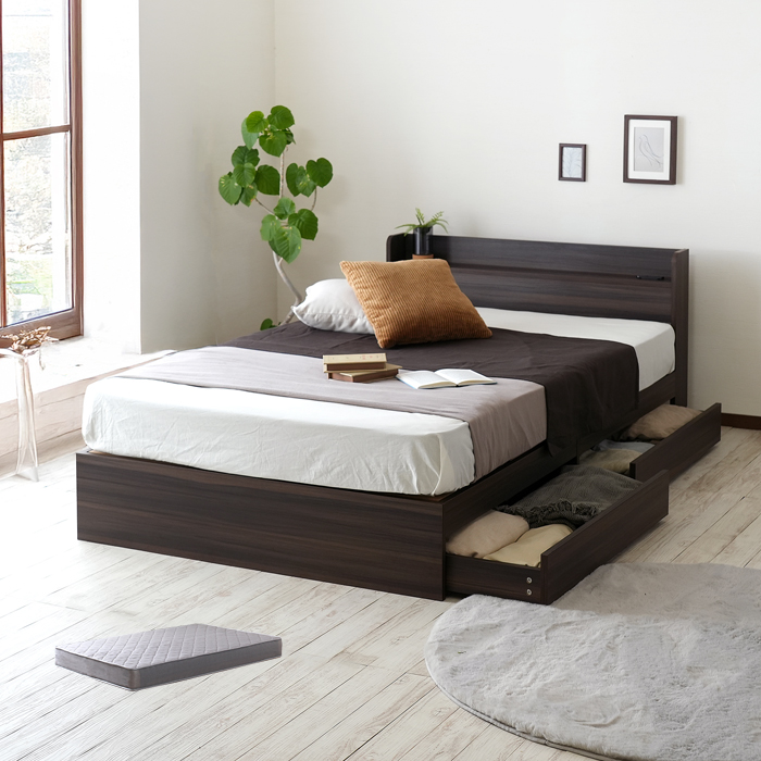 ベッド ダブル マットレス付き セット ダブルベッド 収納 大容量 収納