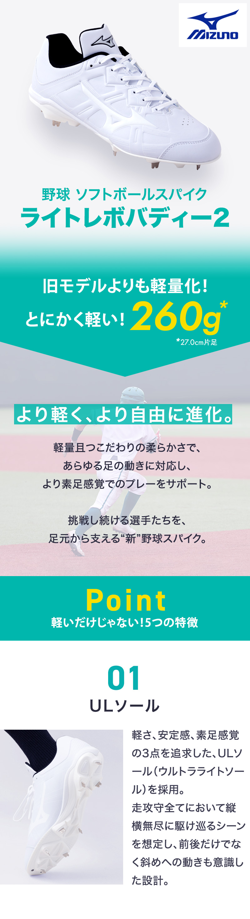 MIZUNO（ミズノ） （メンズ）野球 ソフトボールスパイク ライトレボ