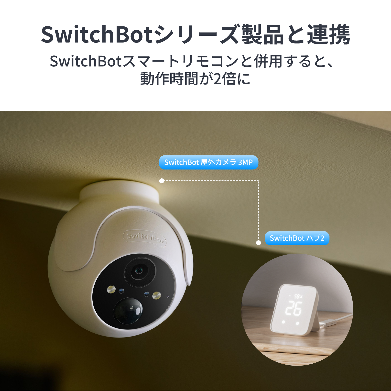 SwitchBot（スイッチボット） 防犯カメラ300万画素 屋外カメラ 音声