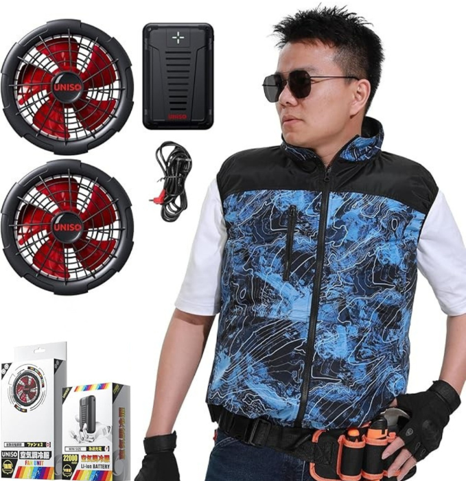UNISO 空調冷風服 2025年新 24V|ファン付き作業服 【ベスト、4カラー